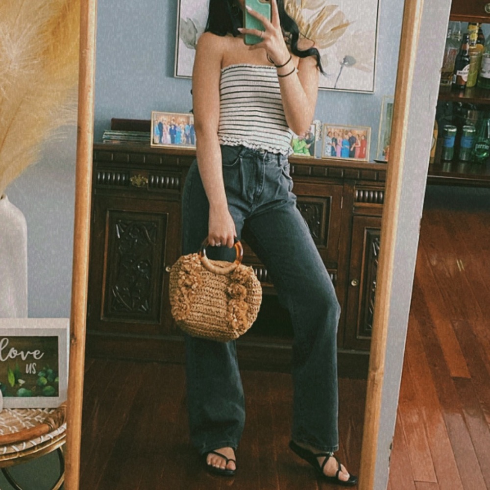 striped strapless top ✨